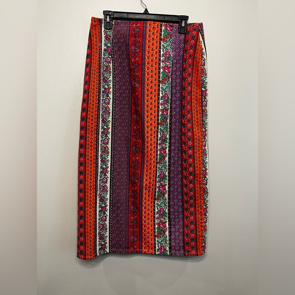 Vivaldi Vintage Colorful Striped Southwestern Denim Jean Wrap Skirt Size 14 - Picture 4 of 7